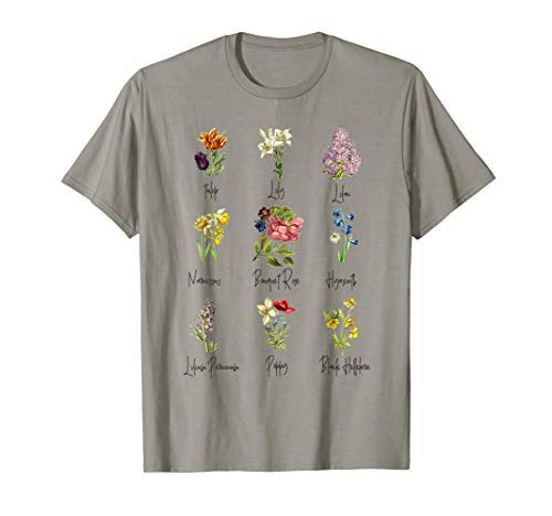 Vintage Botanical Floral Flower Garden Chart Shirt Tshirt T-Shirt