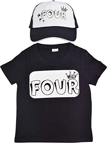 4th Birthday Shirt for Boy 4 Years Old Birthday Party I am Four 4th Birthday Hat