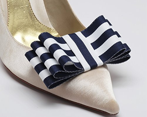 Detachable Satin Bow Shoe Clips Front Nautical Set of 2