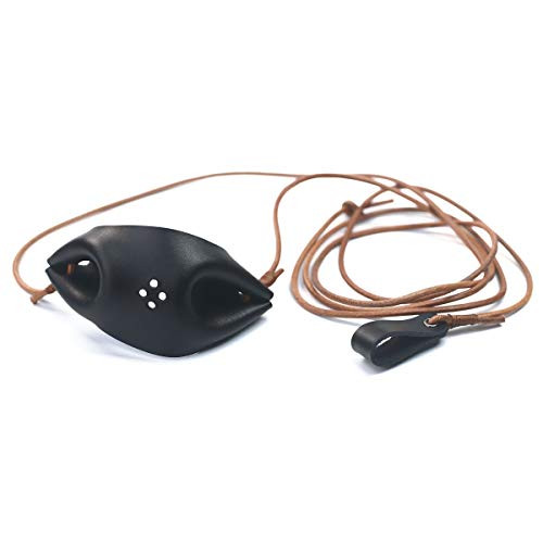 EASYANT Handmade Cowhide Rope Leather Shepherd Sling Cupped Rock Pouch