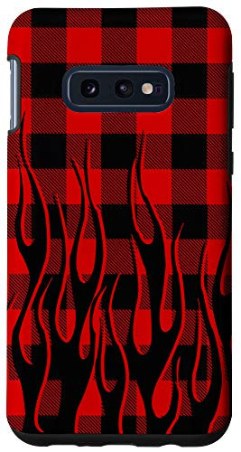 Galaxy S10e Aesthetic Flame plaid 90s fashion E-Girl EBoy gift phone Case