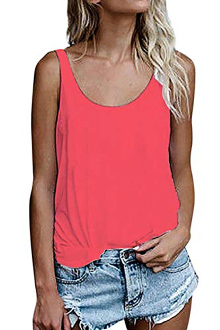 OMSJ Women Shirts Sleeveless Summer Tunic Loose Fit Tank Tops  L Watermelon Red OMSJ Women Shirts Sleeveless Summer Tunic Loose Fit Tank Tops  L Watermelon Red
