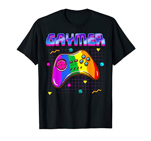 Gaymer Shirt LGBT Pride Gay 80s Gamer Rainbow Controller T-Shirt