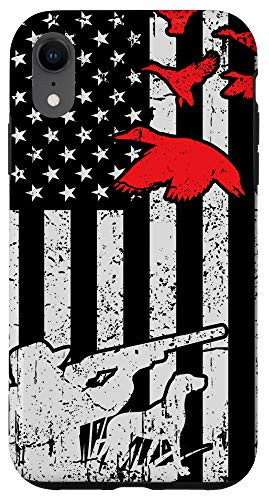 iPhone XR Duck Hunting Hunter US American Flag Patriotic Gift Case