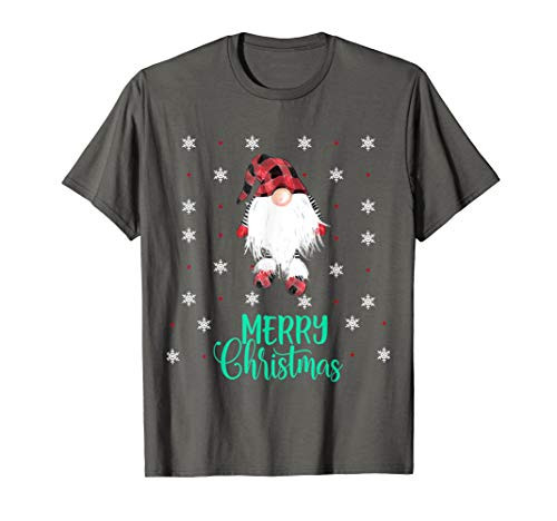 Santa Claus Garden Gnome Merry Christmas Plaid Shirt Tshirt T-Shirt Santa Claus Garden Gnome Merry Christmas Plaid Shirt Tshirt T-Shirt