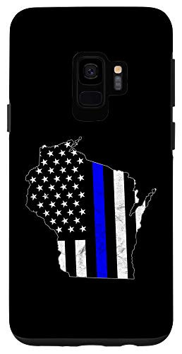 Galaxy S9 Thin Line Blue Flag Wisconsin Police Pride Gift Case