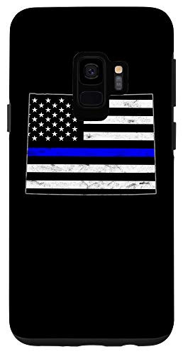 Galaxy S9 Thin Line Blue Flag Wyoming Police Pride Gift Case