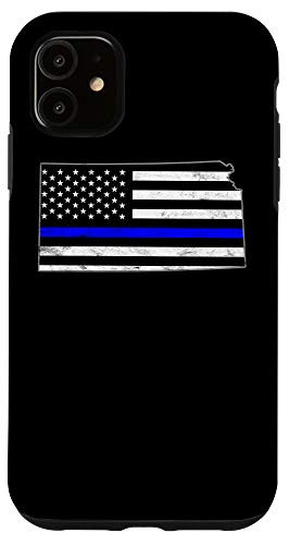iPhone 11 Thin Line Blue Flag Kansas Police Pride Gift Case
