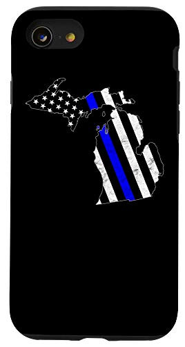 iPhone SE  2020    7   8 Thin Line Blue Flag Michigan Police Pride Gift Case