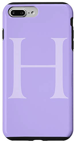 iPhone 7 Plus 8 Plus Lavender Gray Letter H Initial Monogram Light Purple Lilac Case