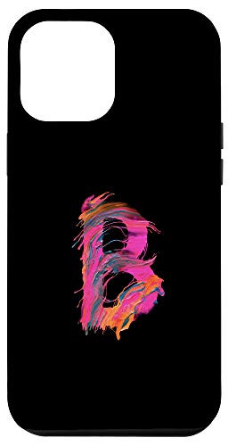iPhone 12 Pro Max Cool Modern Letter B Abstract Paint Pattern on Black AAN012b Case
