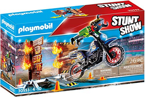 Playmobil Stunt Show Motocross with Fiery Wall Multicolor  24.8 x 14.2 x 7 cm