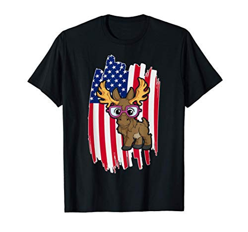 USA Flag Nerdy Moose 4th Of July Gift Patriotic Moose T-Shirt USA Flag Nerdy Moose 4th Of July Gift Patriotic Moose T-Shirt