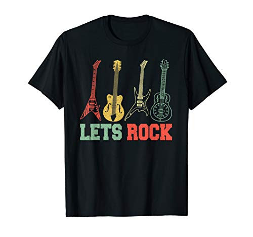 Lets Rock Rock n Roll Guitar Retro Gift T-Shirt