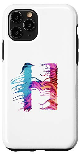 iPhone 11 Pro Cool Modern Letter H Abstract Paint Pattern on White AAN011h Case