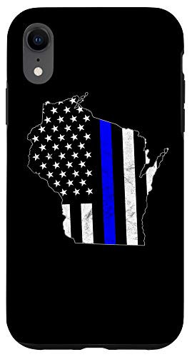 iPhone XR Thin Line Blue Flag Wisconsin Police Pride Gift Case