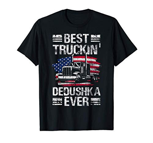 Mens Best Truckin Dedushka Ever USA Flag Semi Truck Driver Gift T-Shirt Mens Best Truckin Dedushka Ever USA Flag Semi Truck Driver Gift T-Shirt