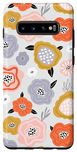 Galaxy S10plus  Floral Flower Garden Coral Yellow  and  Grey Pattern AEN147 Case