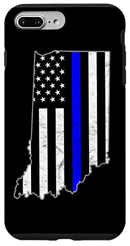 iPhone 7 Plus 8 Plus Thin Line Blue Flag Indiana Police Pride Gift Case