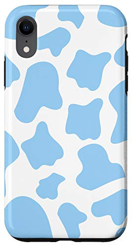 iPhone XR Blue Cow Print Pattern Cool Cow Lover  and  Animal Lover Gift Case