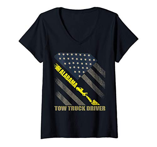 Womens Alabama Tow Truck Driver   Alabama Tow Truck Driver Gift V-Neck T-Shirt Womens Alabama Tow Truck Driver   Alabama Tow Truck Driver Gift V-Neck T-Shirt