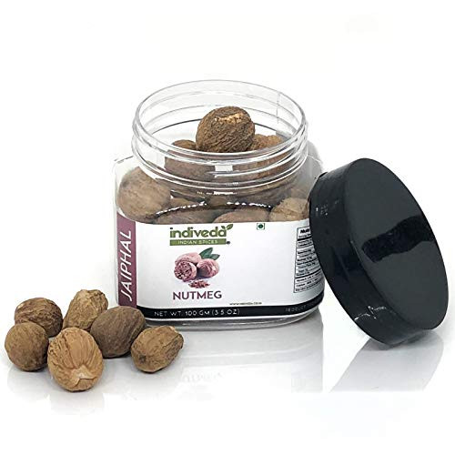 Indiveda Organic Nutmeg Whole Indian Spices Spice Grade A Usa Export Quality 100 Grams  3.05 Oz