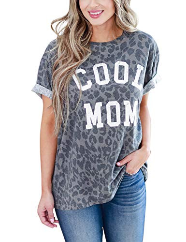 Blooming Jelly Womens Leopard Print Top Cool Mom Short Sleeve Casual Loose T Shirts LeopardXL