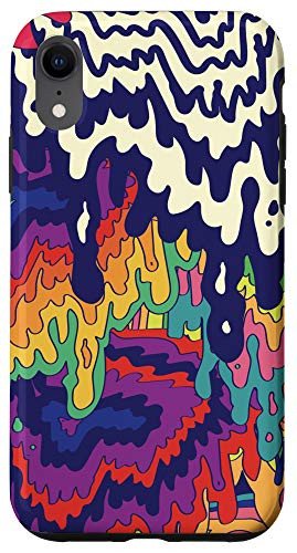 iPhone XR Trippy Paint Drip Doodle Blue Red Purple Rainbow AEQ068 Case