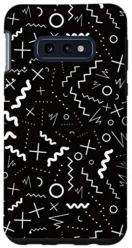 Galaxy S10e Squiggly Line Art Pattern - Black and White Background Case