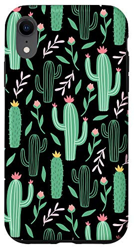 iPhone XR Cute Trendy Cactus Succulents on Black AEC034 Case