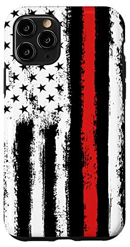 iPhone 11 Pro Distressed US Flag Red Line Patriotic Case