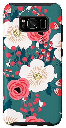 Galaxy S8 Garden Flower Florals Teal Pink  and  White Pattern AEN059 Case