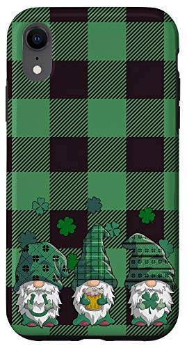iPhone XR St Patricks Day Phone Case Gnomes Green Buffalo Plaid Case