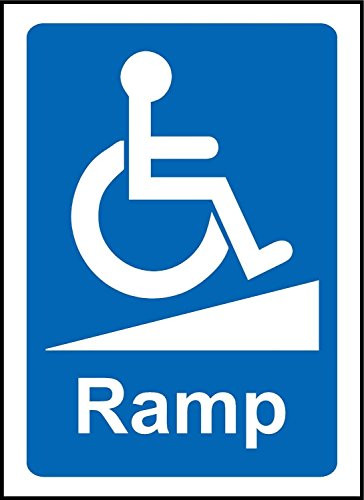 Wheelchair Ramp Notice Sign Disabled sign - Self adhesive sticker 200mm x 150mm
