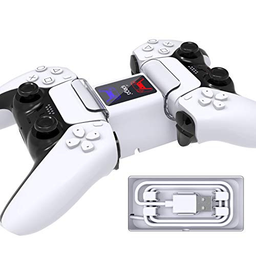 Charger for PS5 DualSense Wireless Controller etasche Charging Station with Dual Detachable USB C Ports  and  LED Indicator Charger Station Dock for Sony Playstation 5 Dualsense