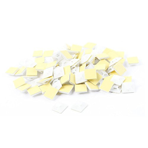 Uxcell Plastic Cable Wire Tie Self Adhesive Type Base, 20x20mm, 160pcs, White