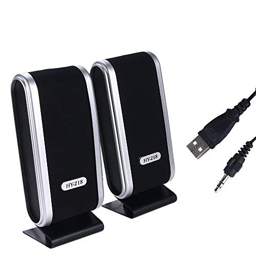 Paddsun Computer Speakers 3.5mm USB Wired Powered Stereo Volume Control USB-Powered for Desktop Notebook Laptop PC Gaming