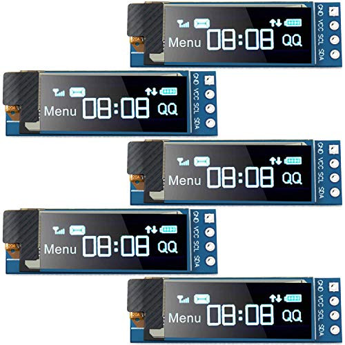 5 Pieces I2C Display Module 0.91 Inch I2C SSD1306 OLED Display Module Blue I2C OLED Screen Driver DC 3.3V~5V