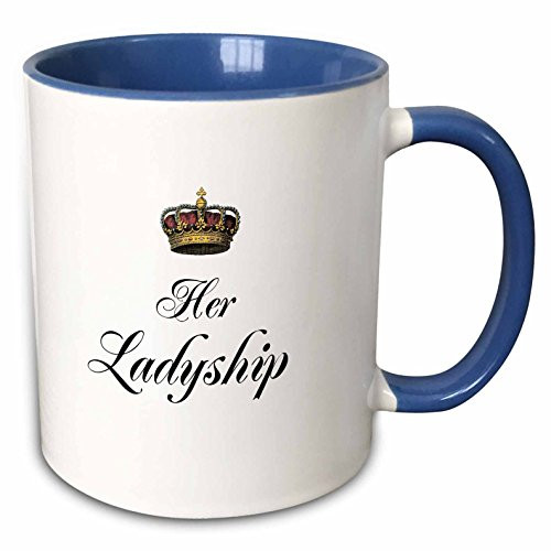 3dRose mug_112868_6 "Her Ladyship part of A His & Hers Mr & Mrs Couple Gift Set Funny" Two Tone Blue Mug, 11 oz, Blue/White
