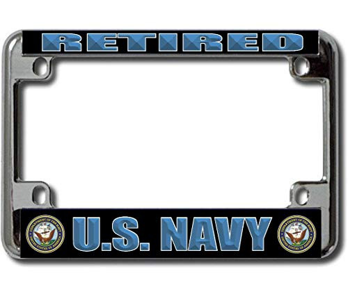 U.S. Navy Retired Chrome Motorcycle License Plate Frame U.S. Navy Retired Chrome Motorcycle License Plate Frame