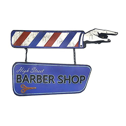 66Retro High Street Barber Shop Vintage Retro Embossed Metal Tin Sign Wall Decorative Sign