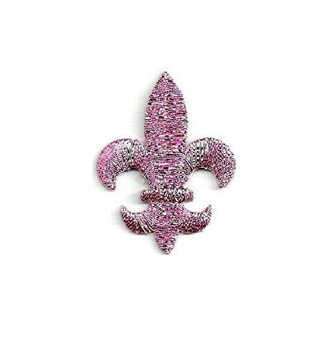 Fleur De Lis - Metallic Pink - Embroidered Iron On Applique Patch - 1 3 4H