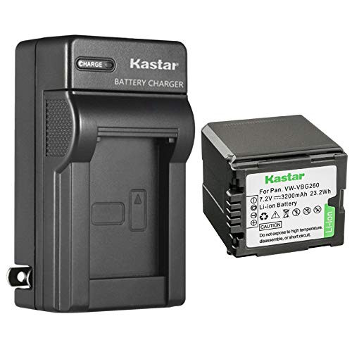 Kastar 1-Pack VW-VBG260 Battery and AC Wall Charger Replacement for Panasonic HDC-TM15 HDC-TM20 HDC-TM20K HDC-TM20K8 HDC-TM20R HDC-TM20S HDC-TM30 HDC-TM200 HDC-TM300 HDC-TM300K HDC-TM300P