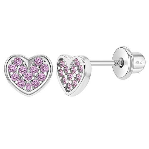 925 Sterling Silver Pink Cubic Zirconia Heart Screw Back Earrings for Baby Girls Toddlers and Young Girls Lovely Heart Screw Back Locking- Pink Heart Jewelry Set for Girls 925 Sterling Silver Pink Cubic Zirconia Heart Screw Back Earrings for Baby Girls Toddlers and Young Girls Lovely Heart Screw Back Locking- Pink Heart Jewelry Set for Girls