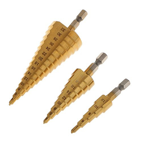 Fityle 3Pcs Hex Titanium Step Cone Drill Bit Hole Cutter HSS For Sheet Metalplus  Pouch