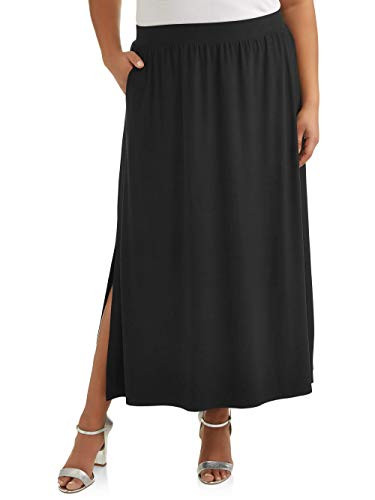 Black Soot Plus Size Super Soft Sueded Maxi Skirt - 2X