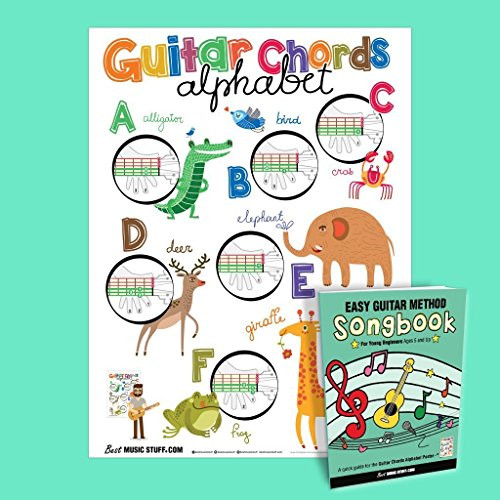 Guitar Chords Kids Poster 19 inchx27 inch plus  Easy Guitar Method Songbook  Best Music Stuff