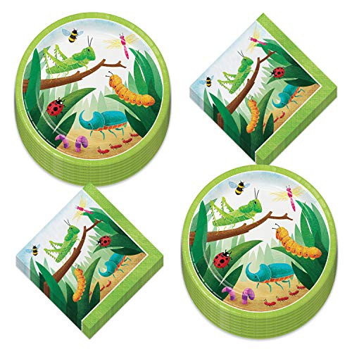 Insect Party Supplies - Bug Party Paper Dinner Plates and Luncheon Napkins  Serves 16
