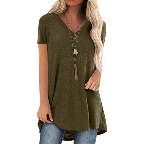 Short Sleeve Tunics for Women Leggings V Neck Solid T Shirt Summer Tops Blouse Loose Casual Tee Plus Size Green Small Short Sleeve Tunics for Women Leggings V Neck Solid T Shirt Summer Tops Blouse Loose Casual Tee Plus Size Green Small