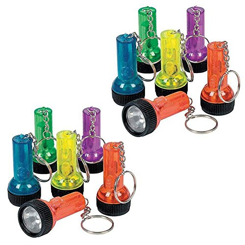Fun Express Plastic Large Beam Flashlight Key-chains (2 Pack, 24 Pcs)